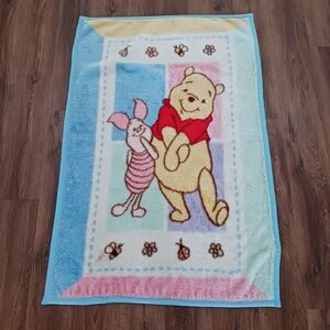 Vintage Winnie the Pooh & Piglet Crown Crafts Plush Baby Blanket 29" x 43"